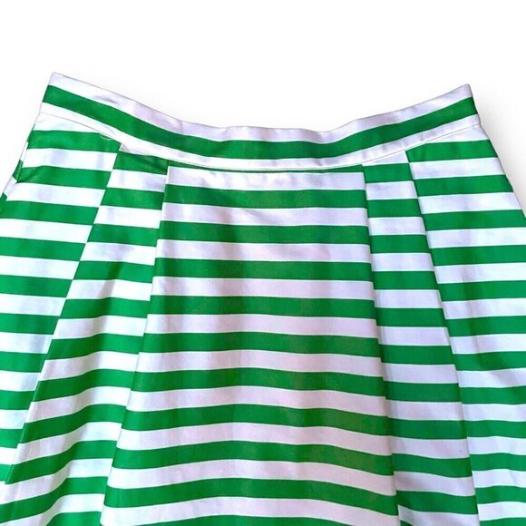 Modcloth Womens Dusk and Stunner Midi Skirt Sz L Green White Stripe Retro Twee - Picture 4 of 6